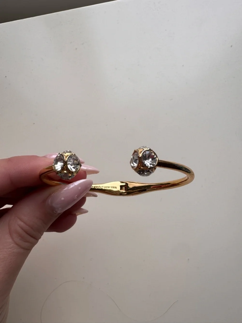 Kate Spade Gold Open Cuff Bracelet with Clear Crystal Ends - Women Jewelry - Picture 2 of 3